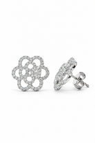 Ogden Of Harrogate Jewellery Diamond Set Flower Shaped Earrings, 18CT White Gold