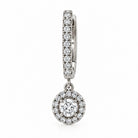 Ogden Of Harrogate Jewellery Diamond Set Small Hinged Hoops with Single Hanging Diamond Cluster, 18ct White Gold
