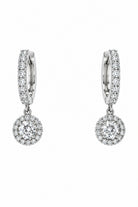 Ogden Of Harrogate Jewellery Diamond Set Small Hinged Hoops with Single Hanging Diamond Cluster, 18ct White Gold