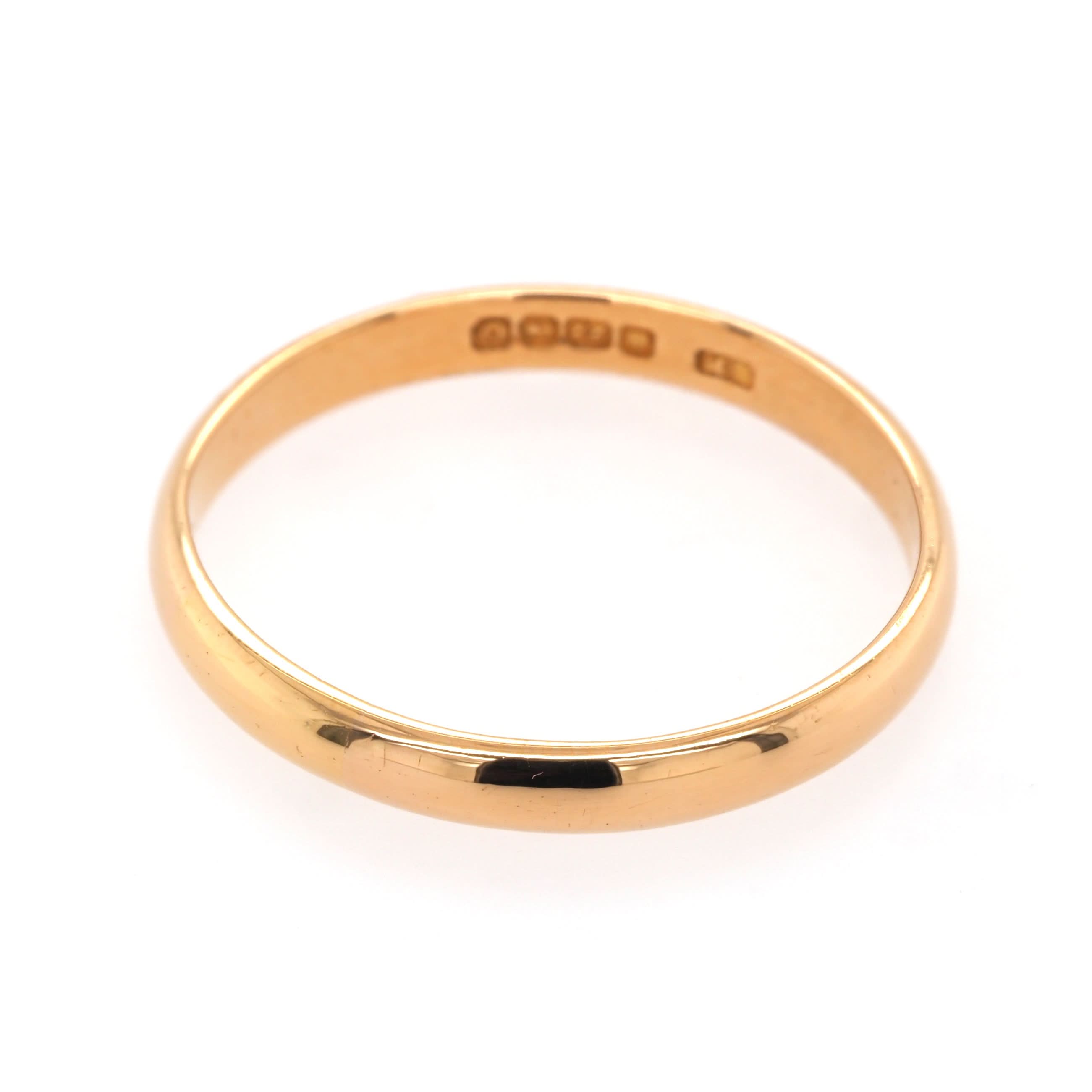 Ogden of Harrogate Jewellery Edwardian 22ct Yellow Gold Wedding Band, c.1913