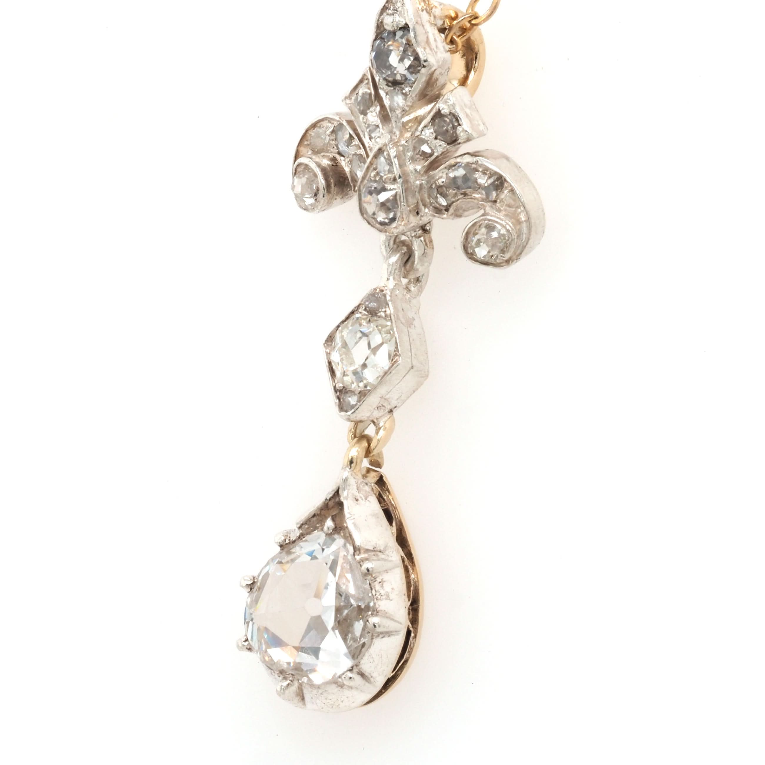 Ogden of Harrogate Jewellery Edwardian Silver and Gold Diamond Pendant