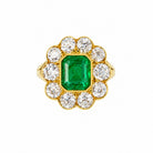 Ogden Of Harrogate Jewellery Emerald and Diamond Cluster Ring