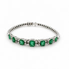 Ogden Of Harrogate Jewellery Emerald and Diamond Line Bracelet, 18CT White Gold