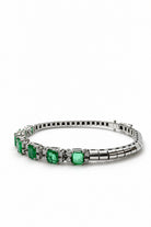 Ogden Of Harrogate Jewellery Emerald and Diamond Line Bracelet, 18CT White Gold