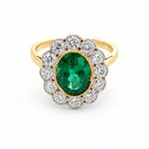 Ogden Of Harrogate Jewellery Emerald and Diamond Oval Cluster Ring, 18CT Yellow Gold