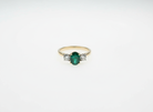 Ogden Of Harrogate Jewellery Emerald and Diamond Three-Stone Ring in 18ct Yellow Gold