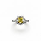Ogden Of Harrogate Jewellery Fancy Princess-Cut Yellow Diamond Cluster Ring with Diamond Set Shoulders, 18CT White Gold