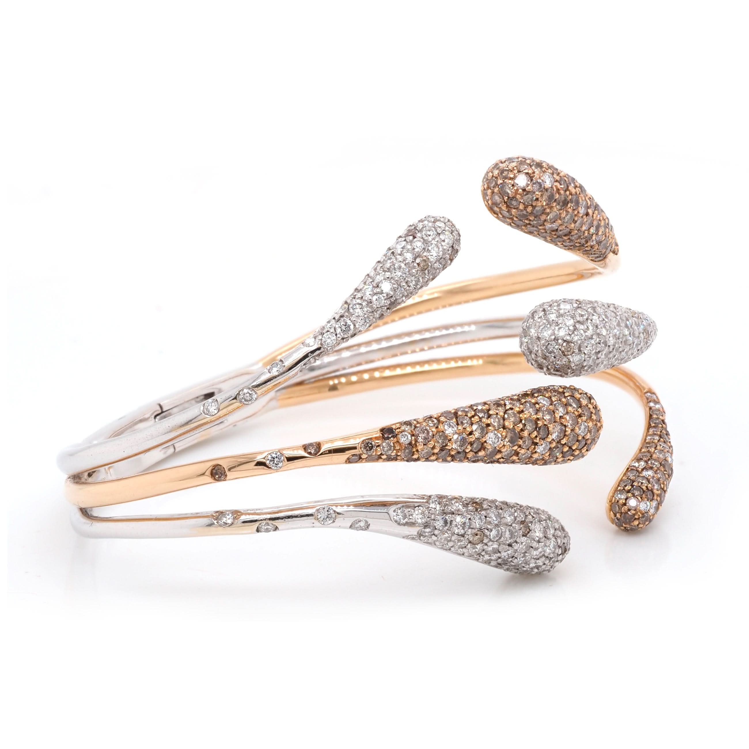 Ogden of Harrogate Jewellery Favero 18ct White and Rose Gold Diamond-Set Snake Bangle