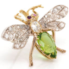 Ogden of Harrogate Jewellery Gold and Silver Diamond, Peridot, and Ruby-set Insect Brooch, c.1881
