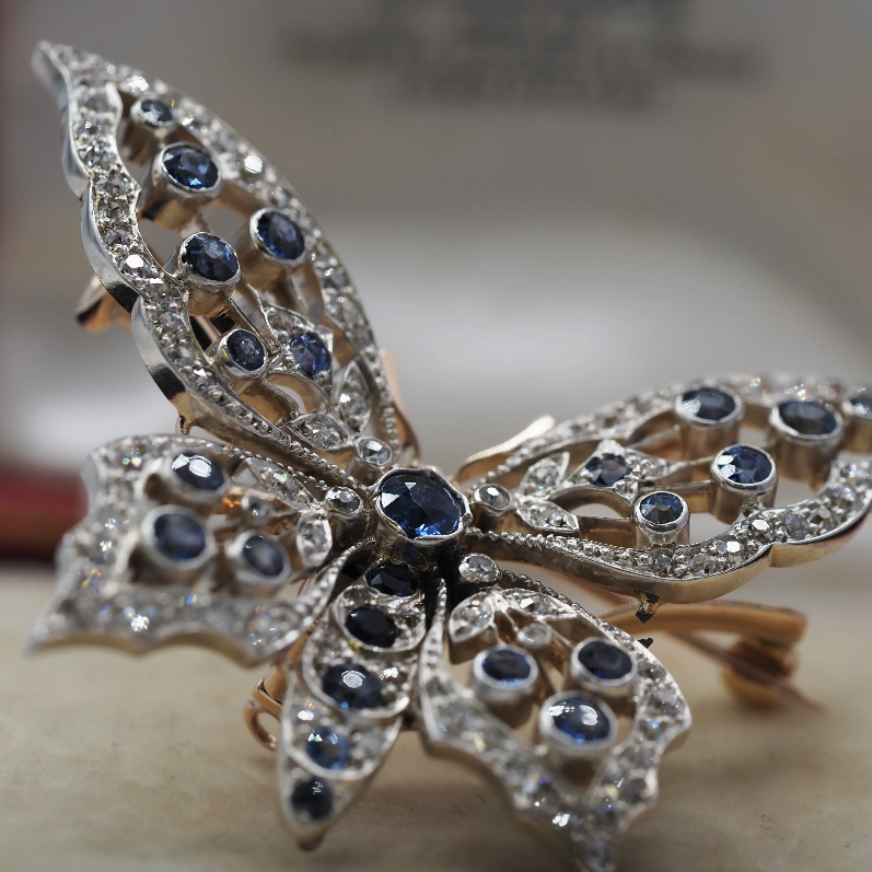 Ogden of Harrogate Jewellery Incredible Saphire and Diamond Butterfly Brooch Circa 1880
