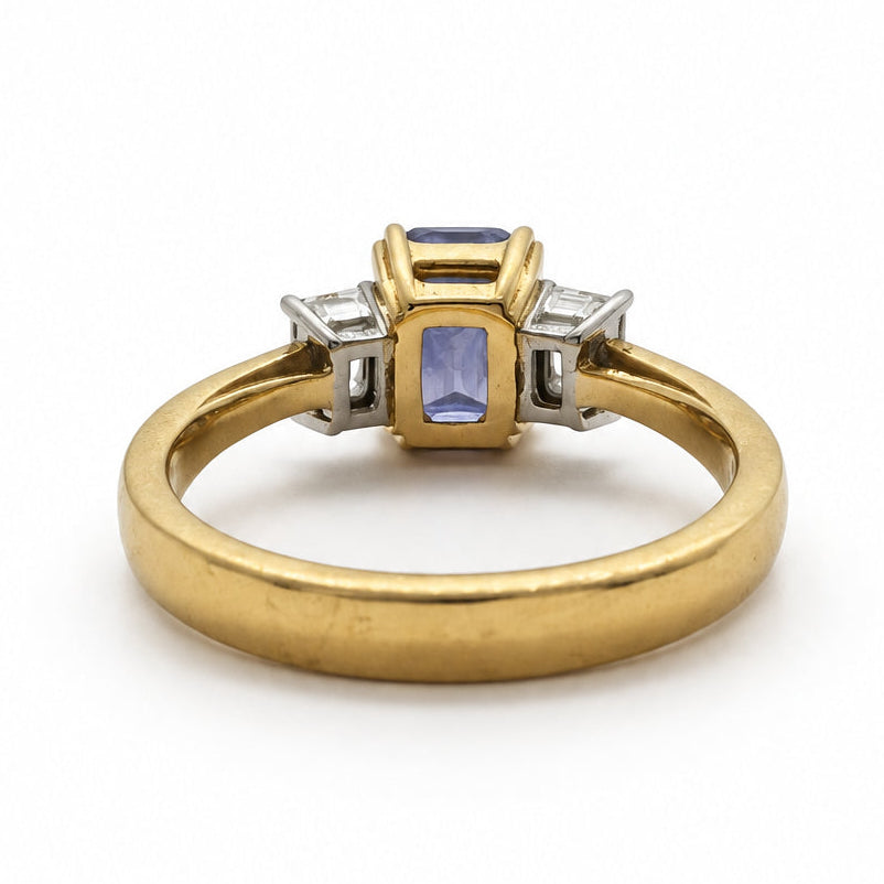 Ogden Of Harrogate Jewellery Lavender Sapphire and Diamond Three-Stone Ring, 18CT Yellow/White Gold