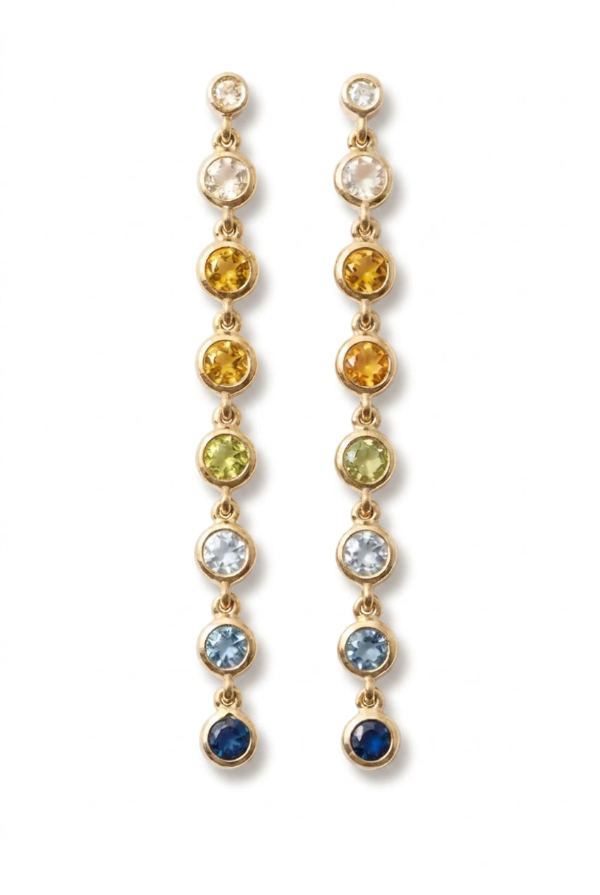 Ogden Of Harrogate Jewellery Multi Stone Drop earrings in 9ct Yellow Gold