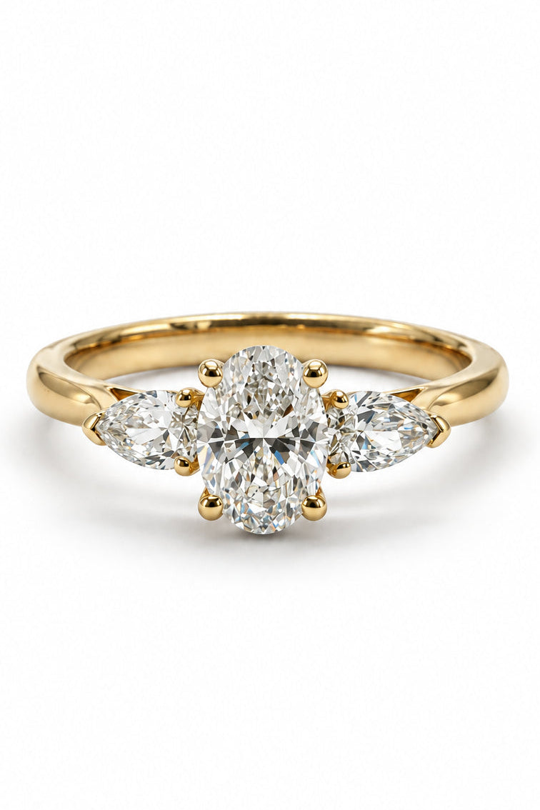 Ogden Of Harrogate Jewellery Oval Diamond Three Stone Ring, 18CT Yellow and White Gold