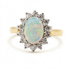 Ogden Of Harrogate Jewellery Oval Opal and Diamond Cluster Ring in 18ct Yellow Gold