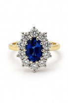 Ogden Of Harrogate Jewellery Oval Sapphire and Diamond Cluster Ring, 18ct Yellow Gold