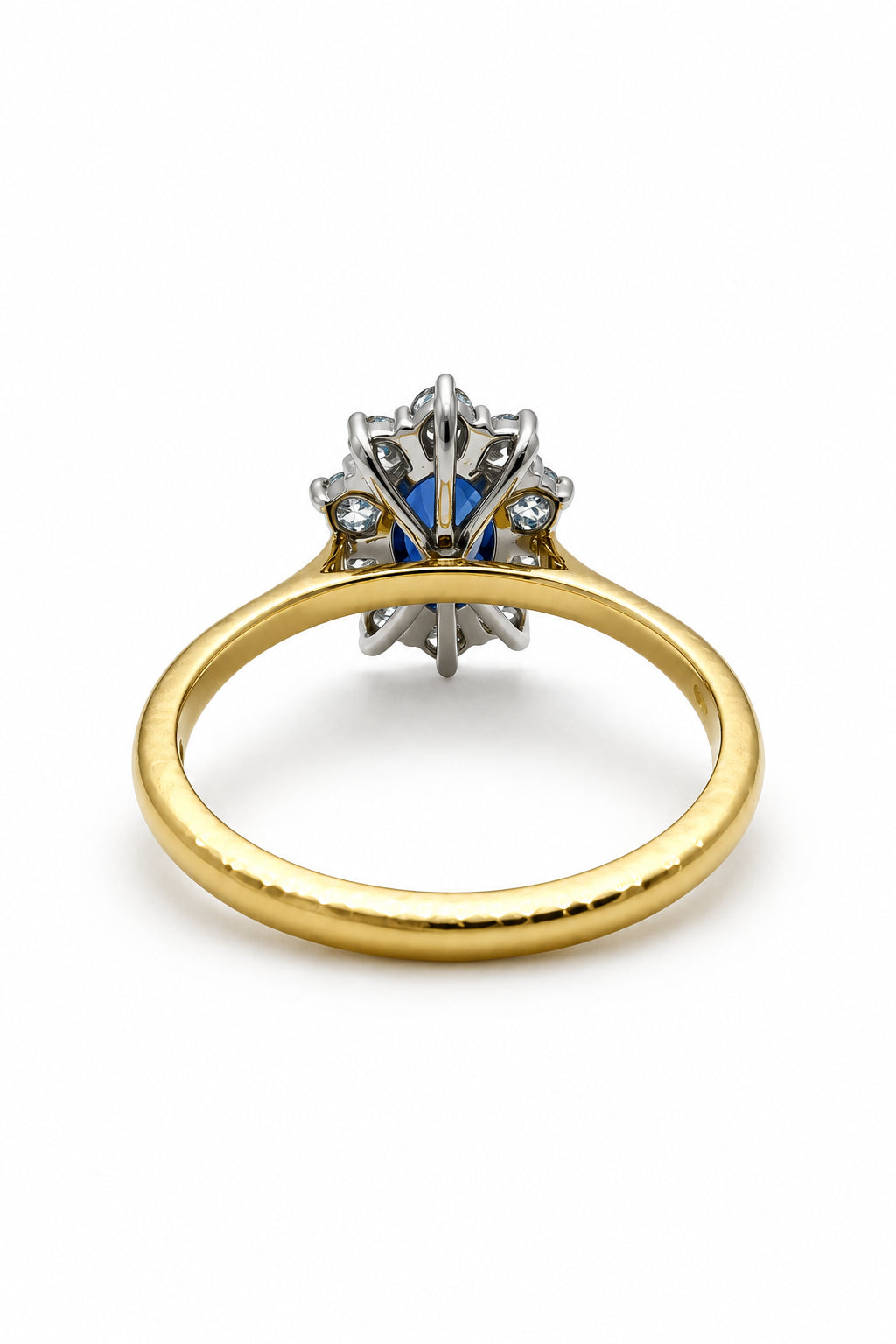 Ogden Of Harrogate Jewellery Oval Sapphire and Diamond Cluster Ring, 18ct Yellow Gold