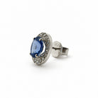 Ogden Of Harrogate Jewellery Pair Of Oval Sapphire and Diamond Earrings, 18ct White Gold