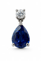 Ogden Of Harrogate Jewellery Pear Shaped Sapphire and Diamond Drop Earrings, 18ct White Gold