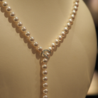 Ogden of Harrogate Jewellery Pearl Necklace With Diamond Clasp and Pyramind Link Detail *POA*