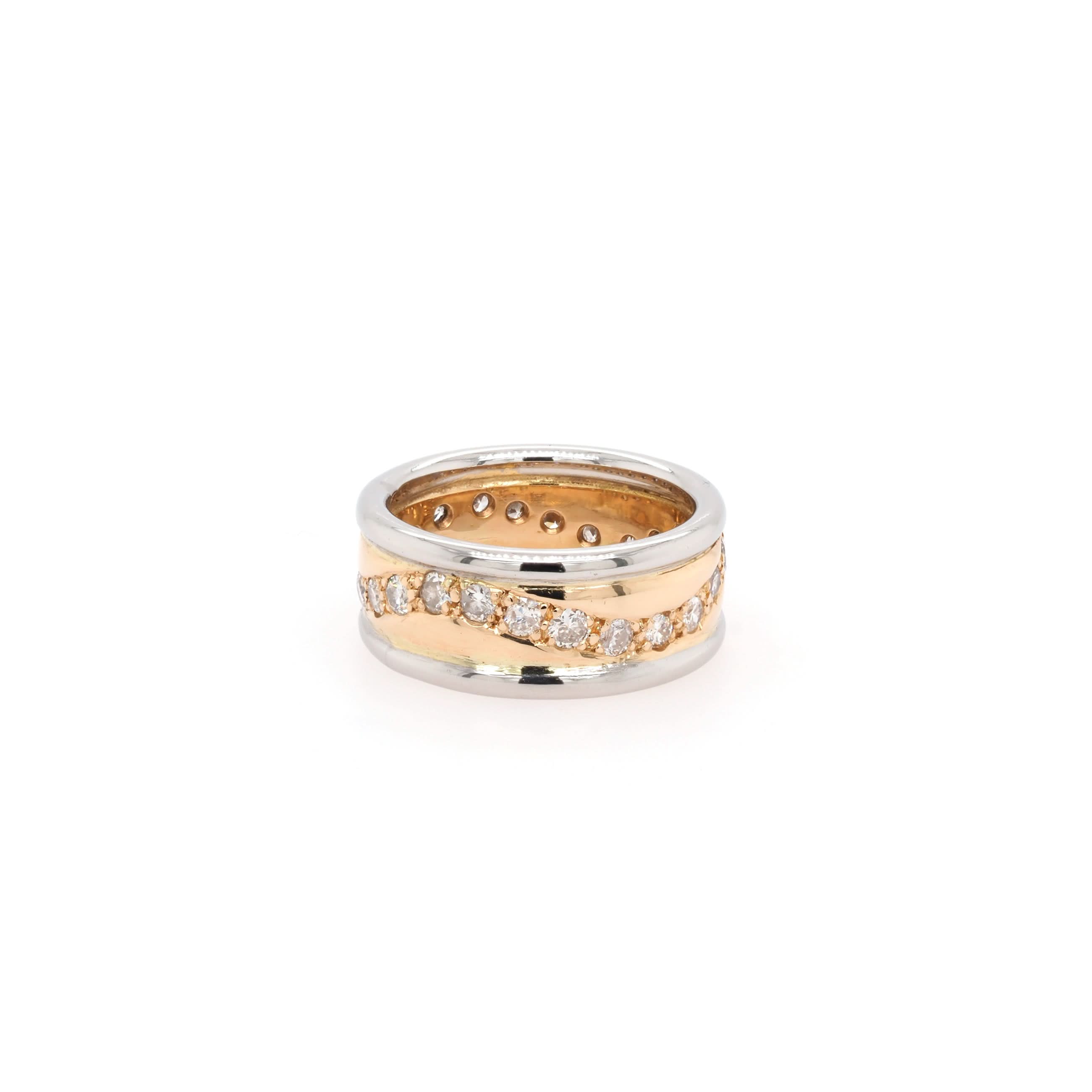 Ogden of Harrogate Jewellery Platinum and 14ct Yellow Gold Diamond-Set Wide Dress Ring