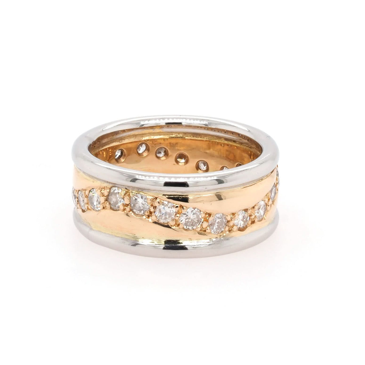 Ogden of Harrogate Jewellery Platinum and 14ct Yellow Gold Diamond-Set Wide Dress Ring