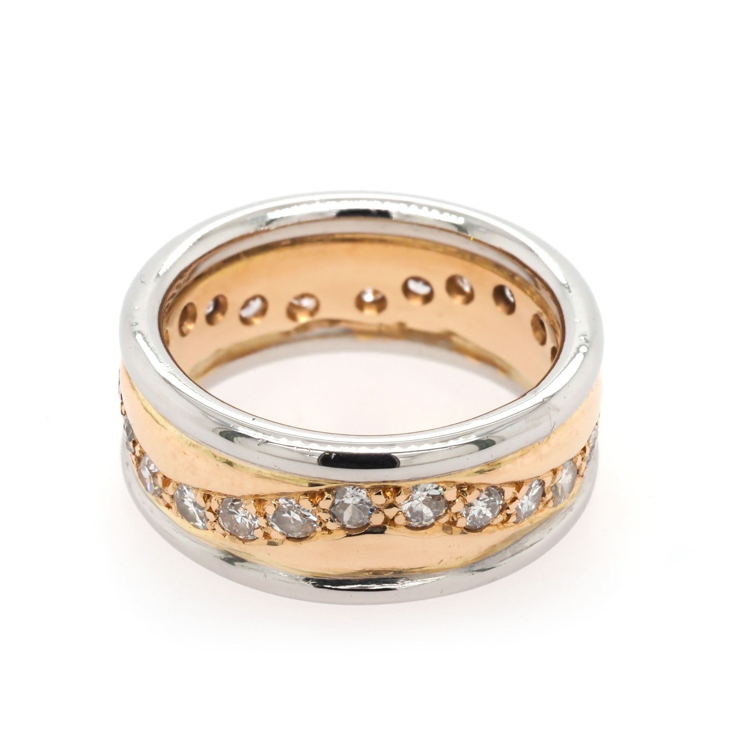 Ogden of Harrogate Jewellery Platinum and 14ct Yellow Gold Diamond-Set Wide Dress Ring