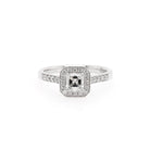 Ogden of Harrogate Jewellery Platinum Asscher-Cut Diamond Cluster Ring with Diamond-Set Shoulders