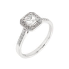 Ogden of Harrogate Jewellery Platinum Asscher-Cut Diamond Cluster Ring with Diamond-Set Shoulders