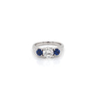 Ogden of Harrogate Jewellery Platinum Diamond and Sapphire Three-Stone Ring