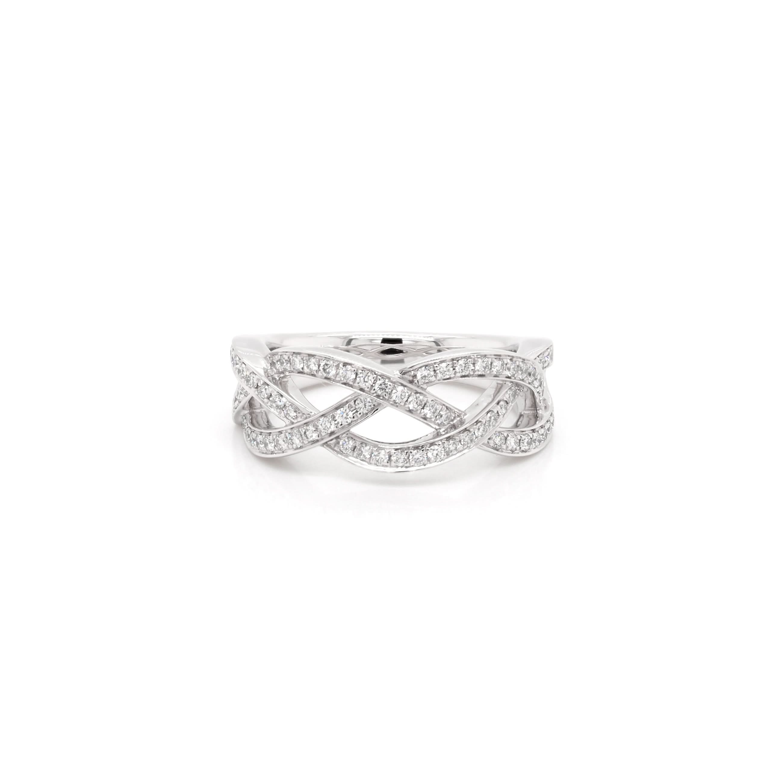 Ogden of Harrogate Jewellery Platinum Diamond-Set Plait Ring
