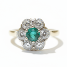 Ogden of Harrogate Jewellery Platinum Emerald and Diamond Cluster Ring