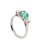 Ogden of Harrogate Jewellery Platinum Emerald and Diamond Three-Stone Ring