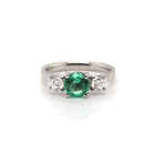 Ogden of Harrogate Jewellery Platinum Emerald and Diamond Three-Stone Ring
