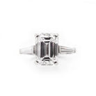 Ogden of Harrogate Jewellery Platinum Emerald-Cut Diamond Ring With Tapered Baguette Shoulders, GIA Cert. 5.13cts D VS2
