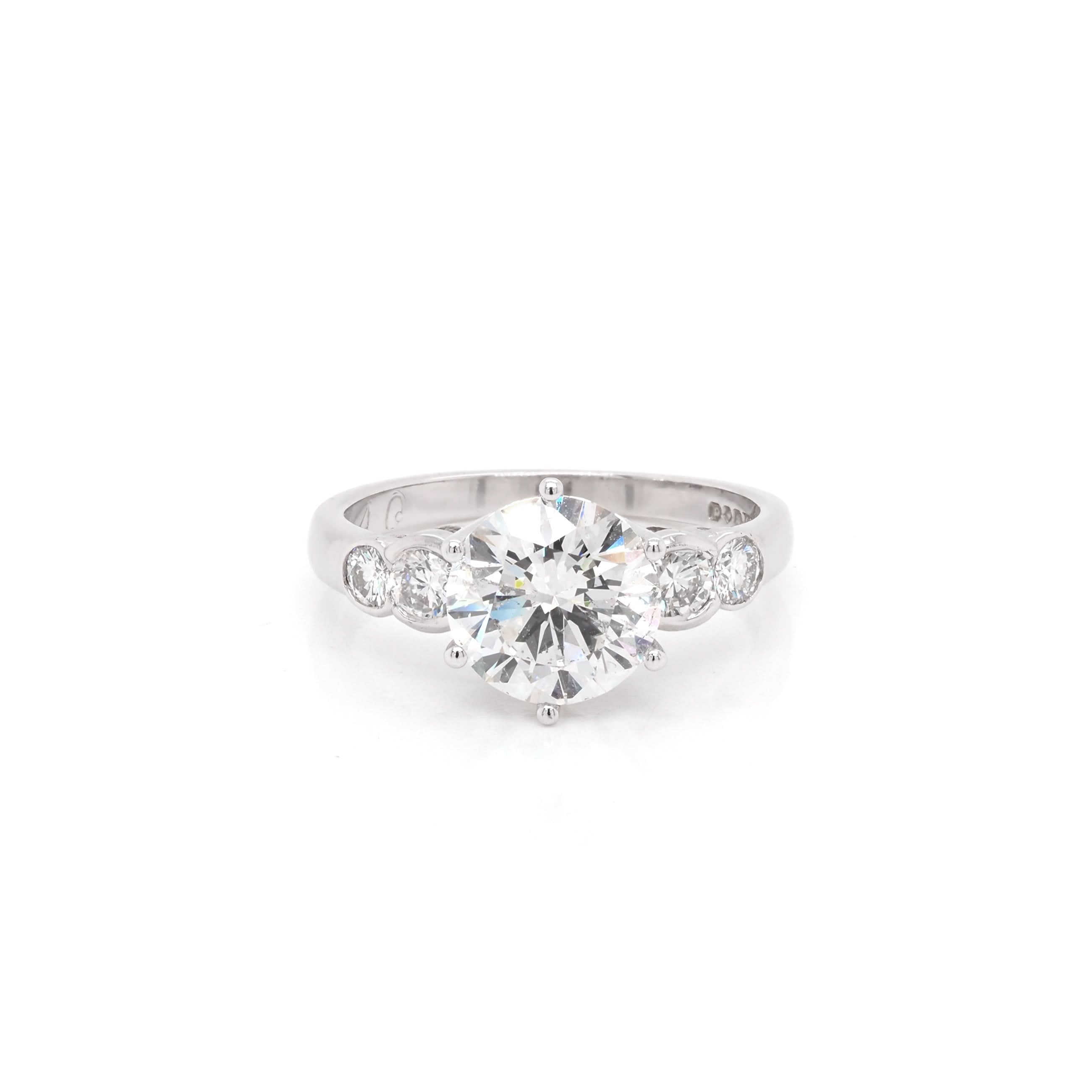 Ogden of Harrogate Jewellery Platinum Five-Stone Diamond Ring with 2.21ct Central Diamond