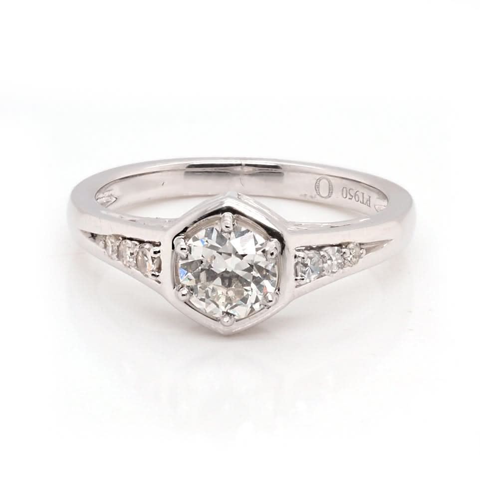 Ogden of Harrogate Jewellery Platinum Geometric Art Deco Diamond Ring