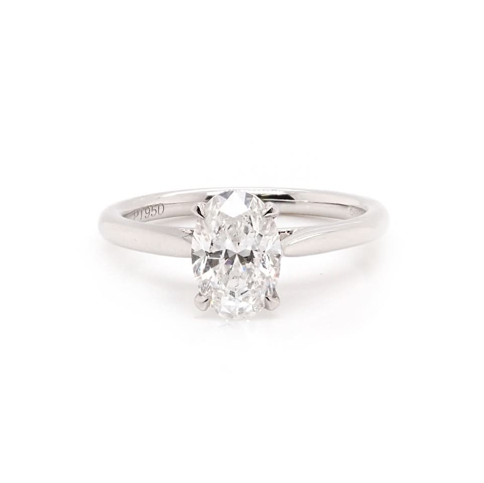Ogden of Harrogate Jewellery Platinum Oval Diamond Solitaire Ring