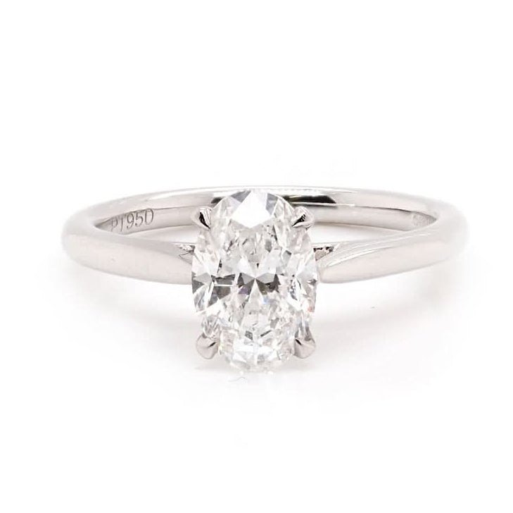 Ogden of Harrogate Jewellery Platinum Oval Diamond Solitaire Ring
