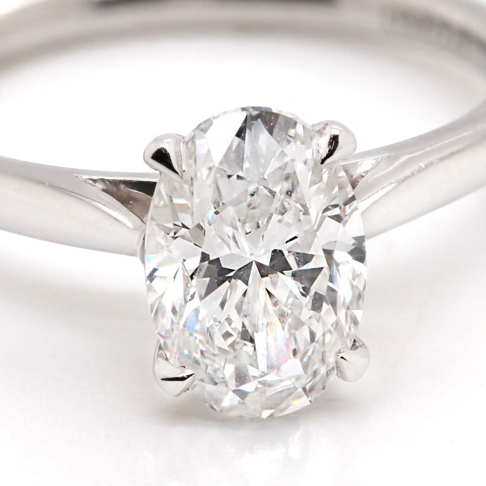 Ogden of Harrogate Jewellery Platinum Oval Diamond Solitaire Ring