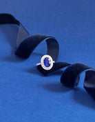 Ogden of Harrogate Jewellery Platinum Oval Sapphire and Diamond Cluster Ring with Diamond-Set Shoulders – 2.55ct Sapphire, 0.92ct Diamond