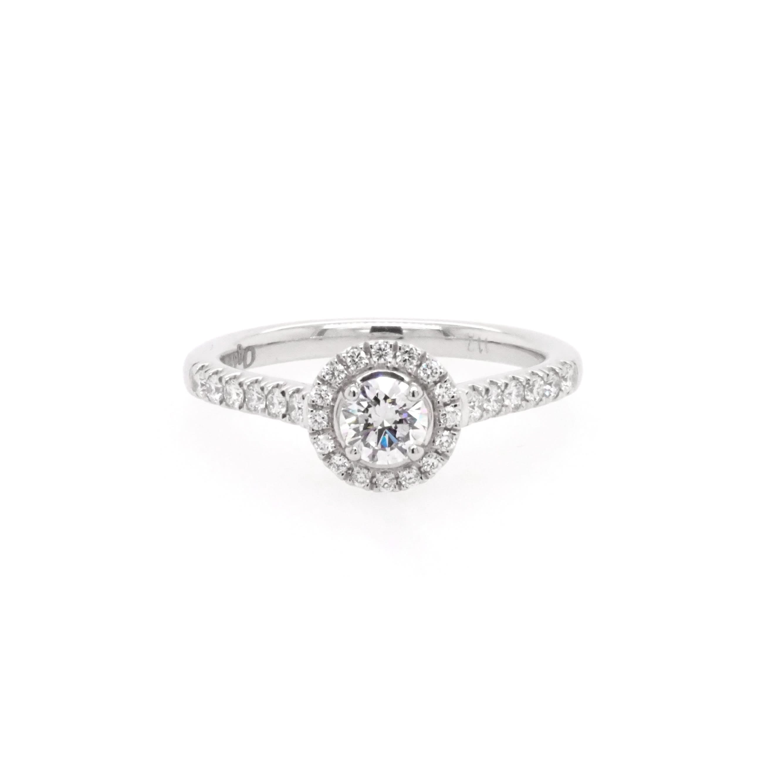Ogden of Harrogate Jewellery Platinum Round Brilliant-Cut Diamond Cluster Ring with Diamond-Set Shoulders