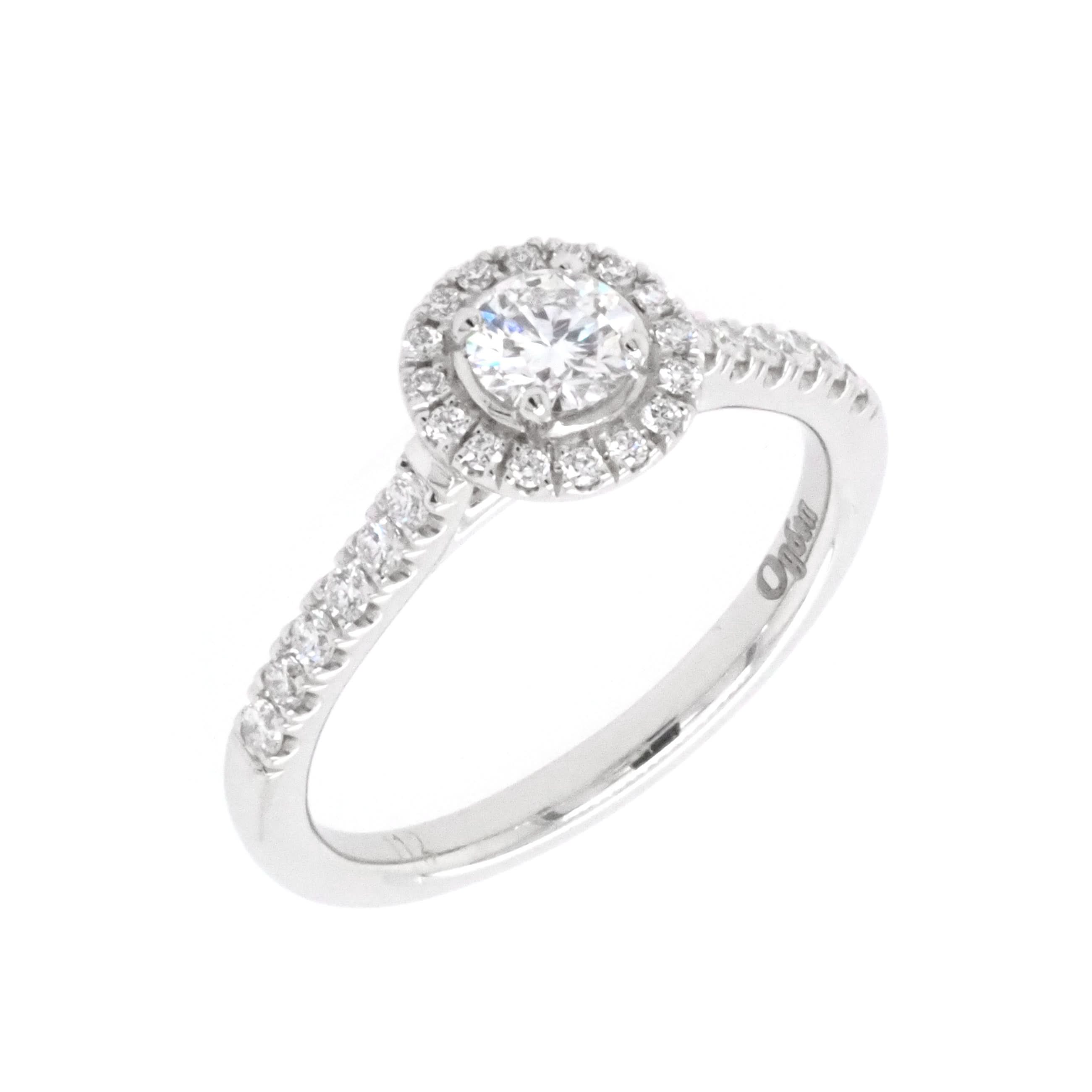 Ogden of Harrogate Jewellery Platinum Round Brilliant-Cut Diamond Cluster Ring with Diamond-Set Shoulders