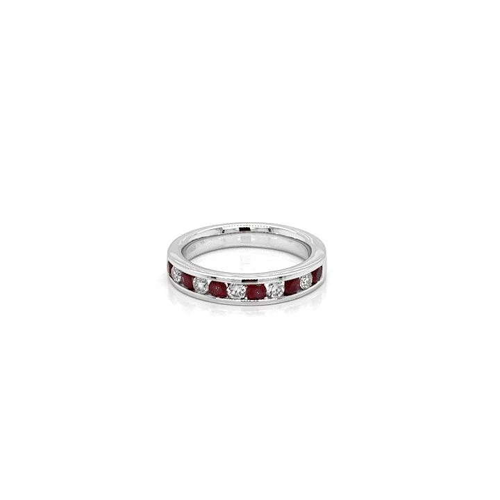 Ogden of Harrogate Jewellery Platinum Ruby and Diamond-Set Half Eternity Ring