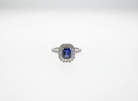 Ogden of Harrogate Jewellery Platinum Sapphire and Diamond Double-Halo Ring