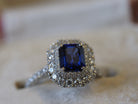 Ogden of Harrogate Jewellery Platinum Sapphire and Diamond Double-Halo Ring