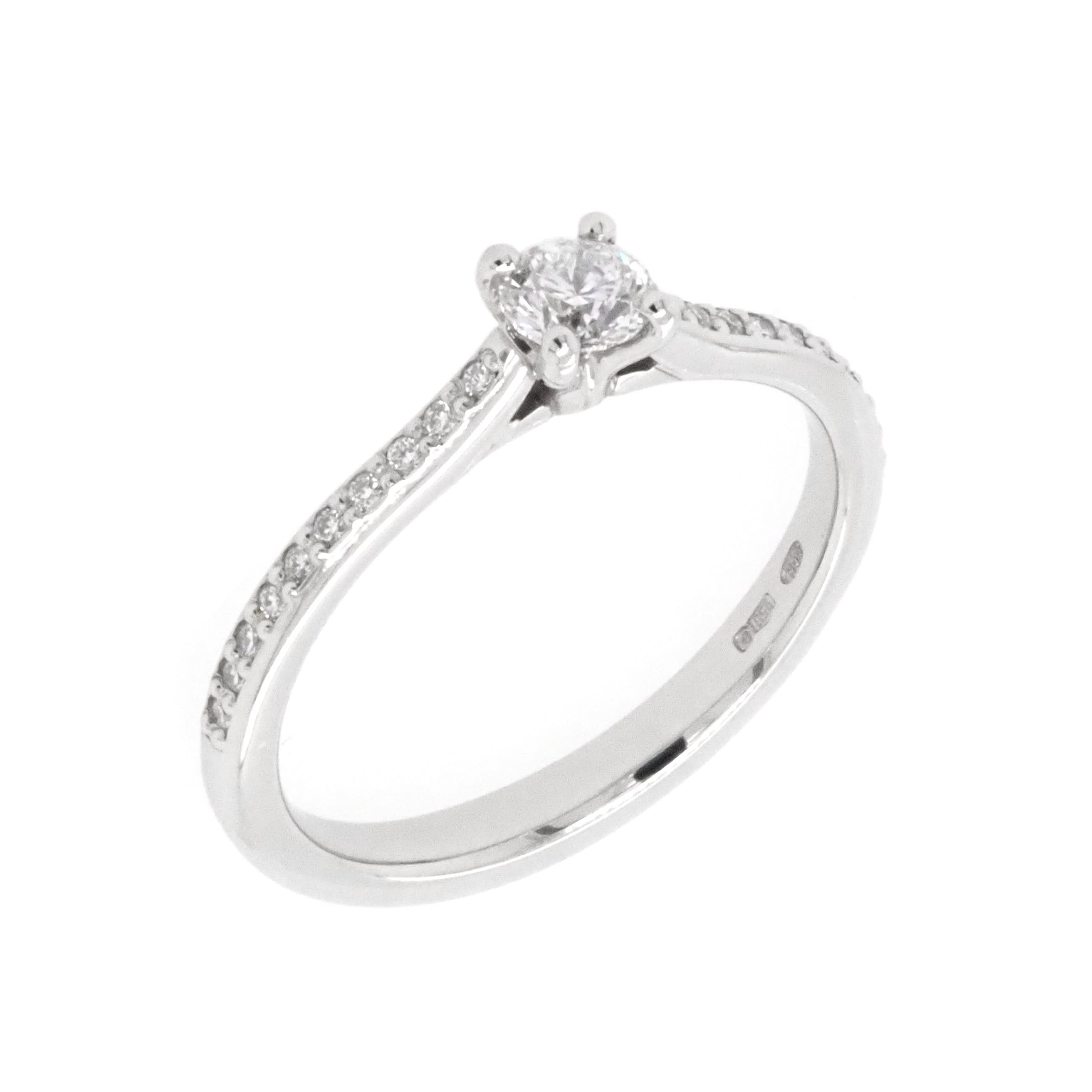 Ogden of Harrogate Jewellery Platinum Single-Stone Diamond Ring with Diamond-Set Shoulders