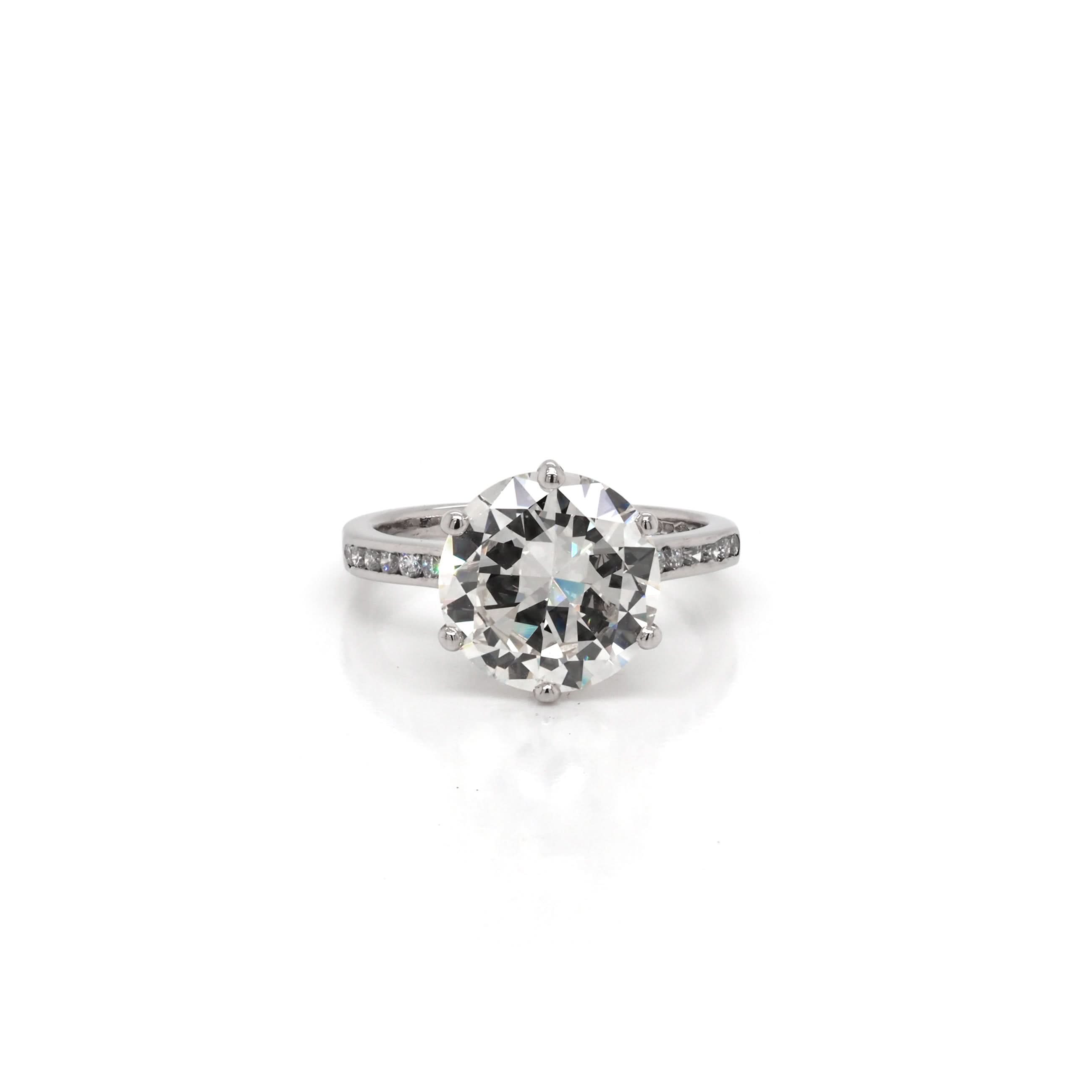 Ogden of Harrogate Jewellery Platinum Single-Stone Diamond Solitaire Ring with Diamond-Set Shoulders