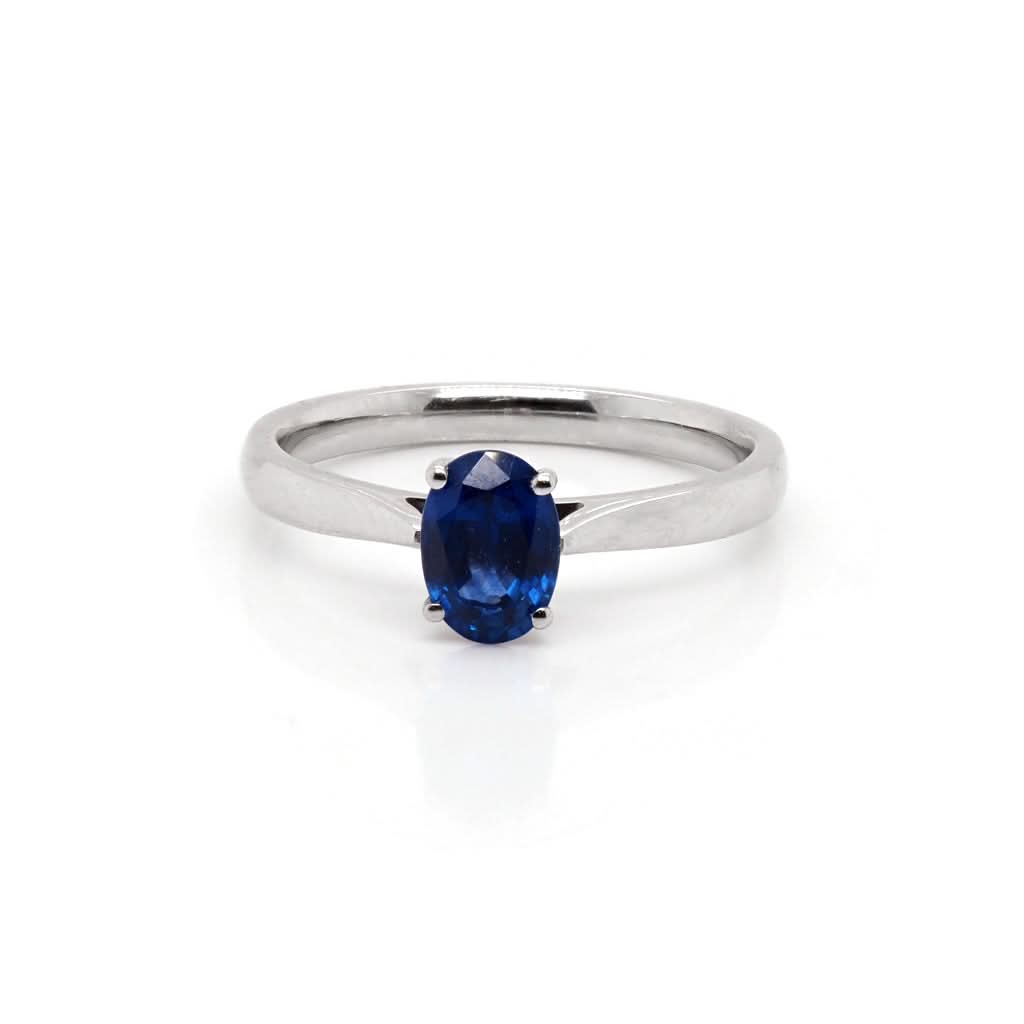 Ogden of Harrogate Jewellery Platinum Single Stone Oval Sapphire Ring