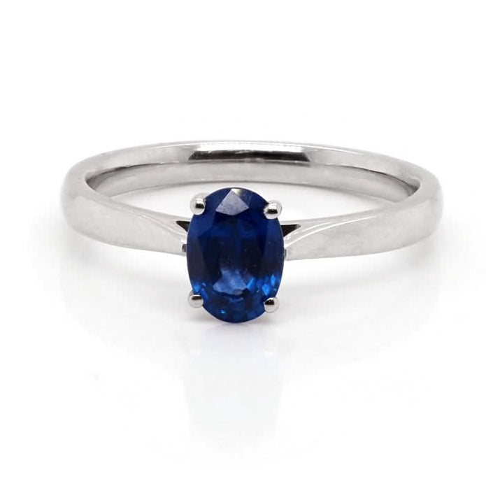 Ogden of Harrogate Jewellery Platinum Single Stone Oval Sapphire Ring
