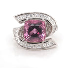 Ogden of Harrogate Jewellery Platinum Single Stone Pink Tourmaline And Diamond Surround Cluster Ring